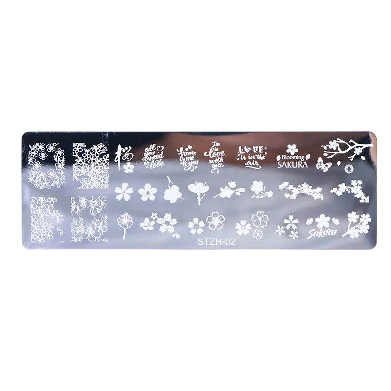 

Steel Set Nail Stamping Plates Set Silicone Sponge Brush Polish Transfer Stencils Flower Geometry DIY Template for Nail Art Tool