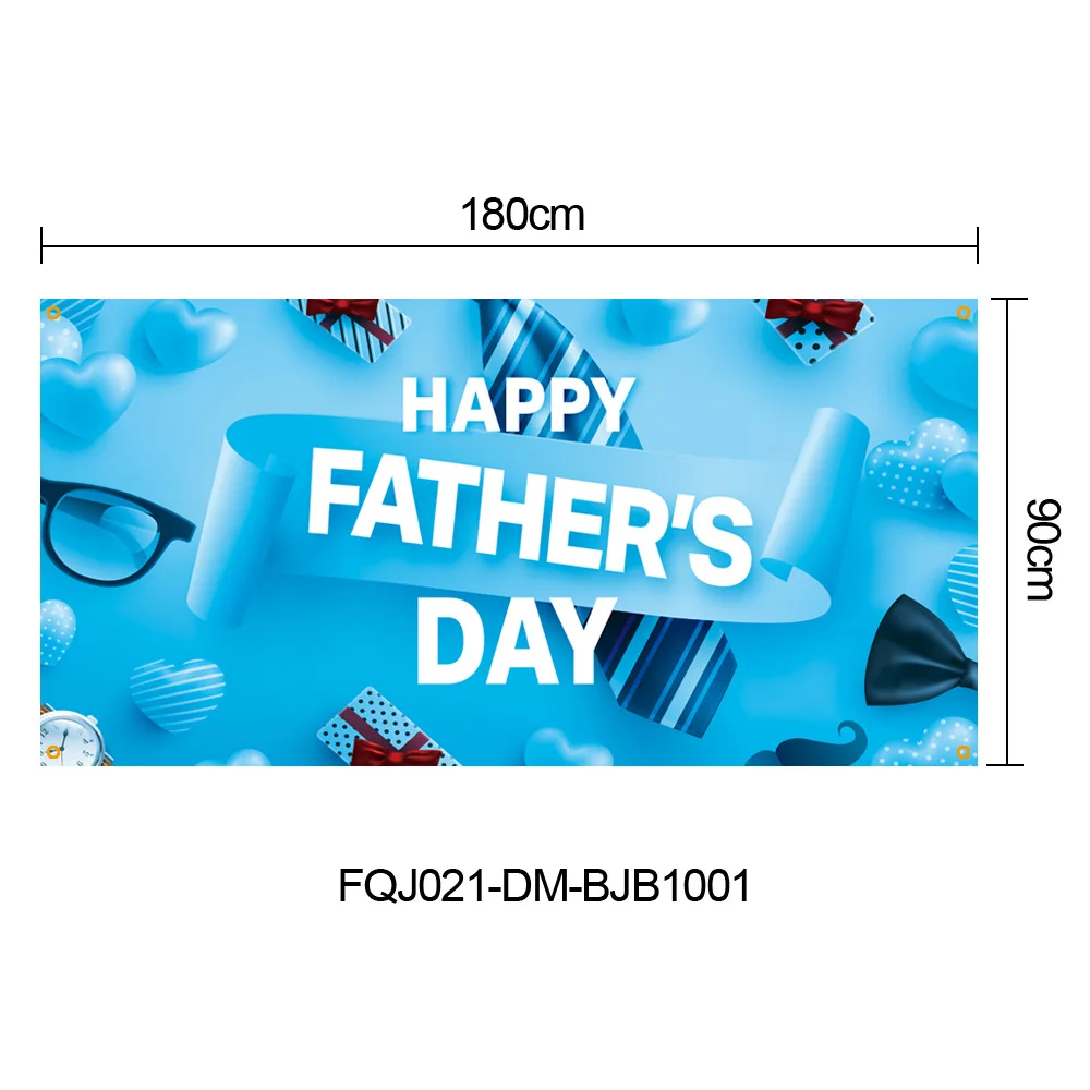 

Happy father's day flag blue background cloth hanging decoration foldable large size 90cm * 180cm festival decoration gift