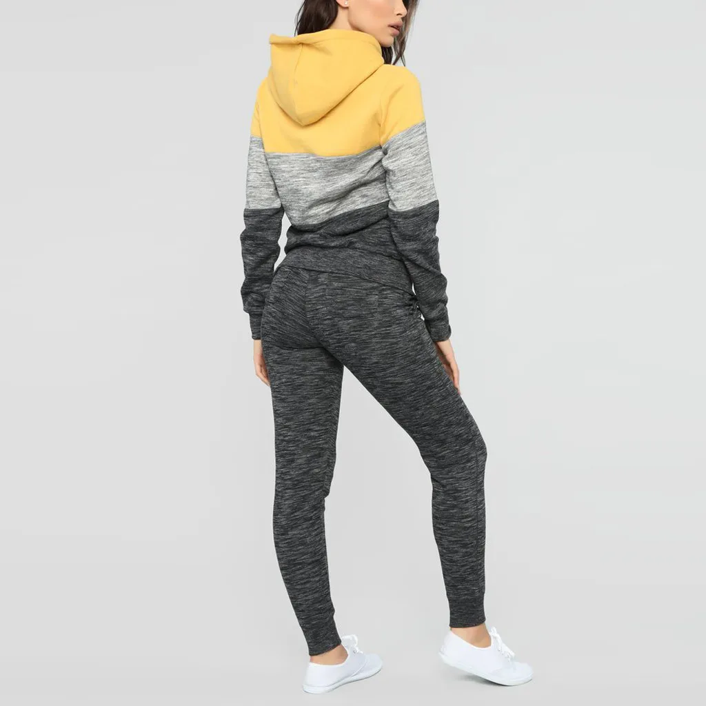 Спортивный костюм для женщин, комплект из двух предметов, sudadera mujer, зимний женский костюм для офиса, Женский Свободный Повседневный Спортивный костюм размера плюс