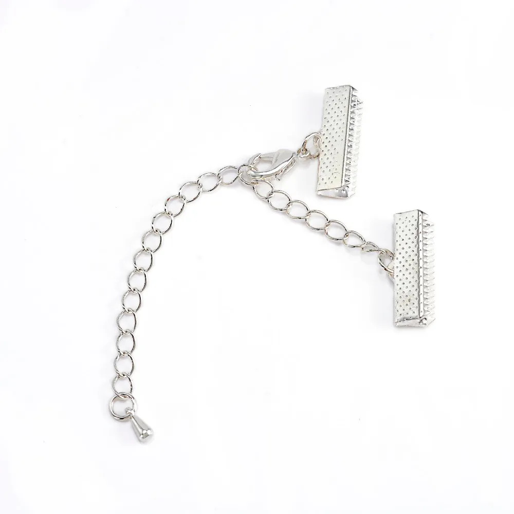 20 шт мм Серебряный цвет кожаный шнур концевые крышки застежки с застежкой Омаров