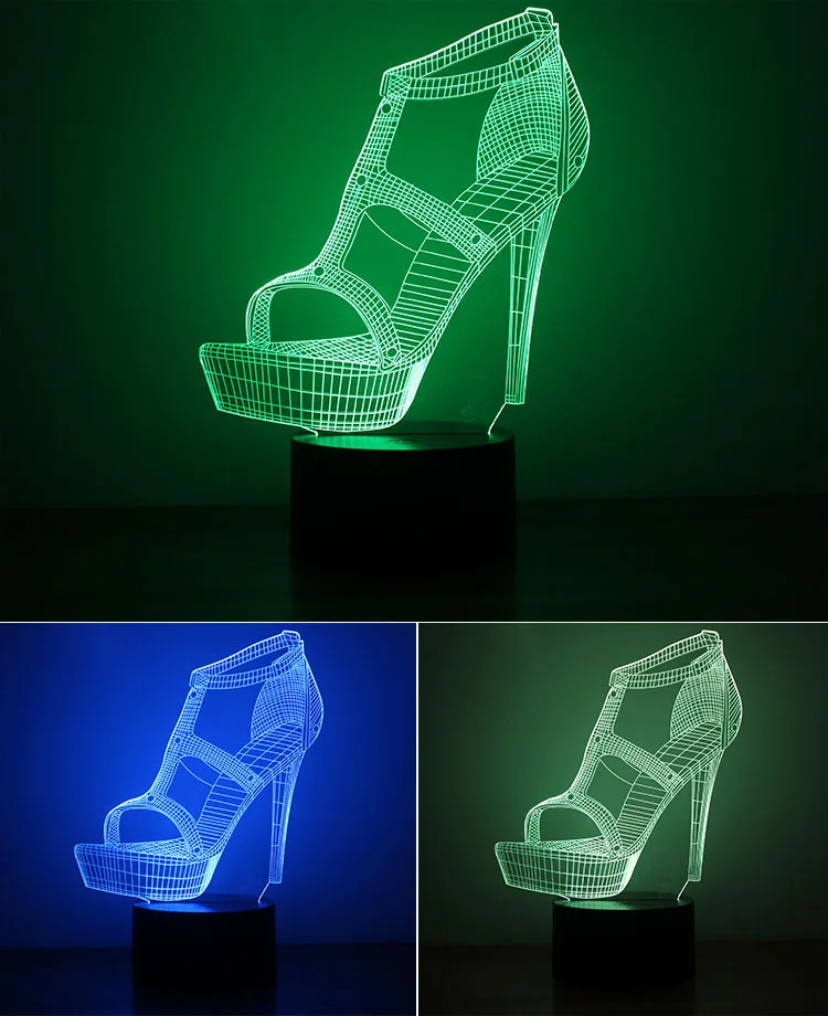 3D Night Light USB Powered High-heeled Shoes LED Desk Lamp Touch Key Decoration Use Home Hotel Party Holiday | Лампы и освещение