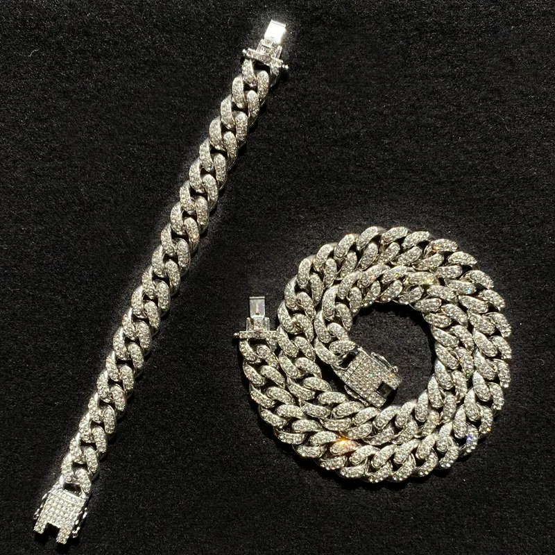 Набор украшений в стиле хип-хоп мужские роскошные хрустальные часы и браслет из