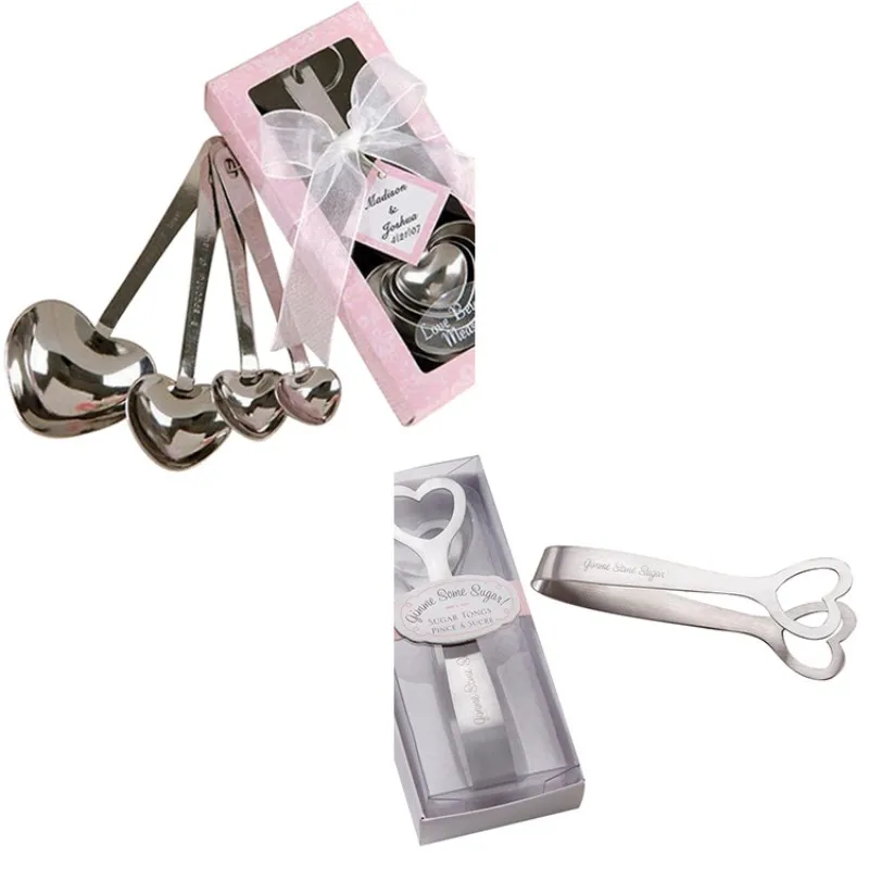 Нержавеющая сталь сердце образный сахар клип мерные ложки с подарочной коробкой