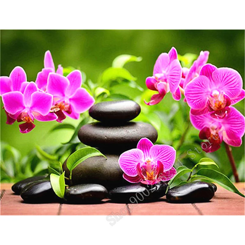 Алмазная 5d-картина Орхидея вышивка квадратными стразами с изображением цветов