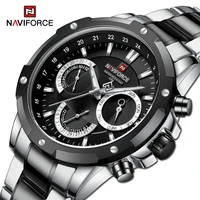 naviforce casual wristwatches mens day and date display quartz original sport watch stainless steel waterproof relogio masculino