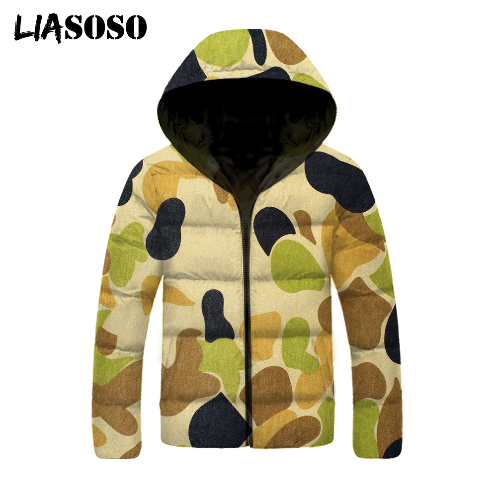 

LIASOSO 3D Print Camouflag White Winter Jacket Men&Women Casual Down Thicken Cool Fashion Tops