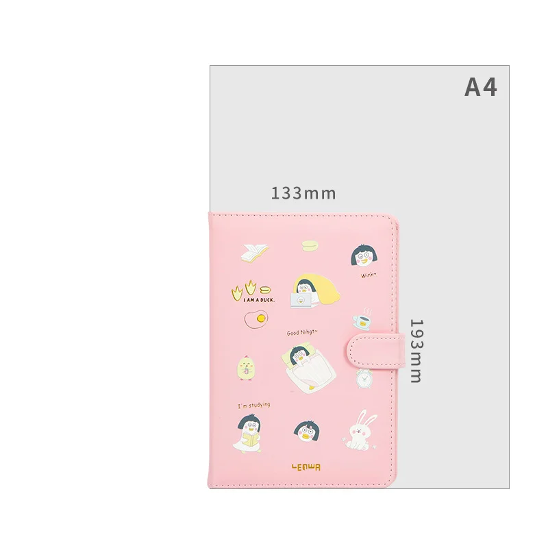 

Cute Simple Loose-leaf Binder Notebook for Diary, PU Leather Journal Writing Notebook Handbook Notepad Business Hand Books