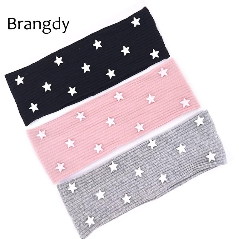 Осенняя Хлопковая женская повязка на голову со звездами эластичная мягкая