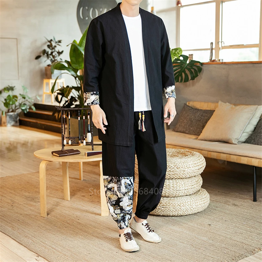 Кардиган мужской с короткими рукавами традиционная китайская одежда принтом