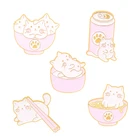 Эмалированная булавка для питомцев, розовая эмалированная булавка в форме лапши, миски, металлические значки, булавки для сумки, одежды, подарочные украшения для любимых кошек