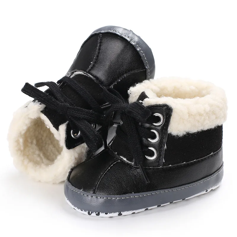 

2020Brand New Newborn Baby Boy Girl Soft Sole Crib Shoes Warm Boots Anti-slip Sneaker PU Breathable Solid First Walkers