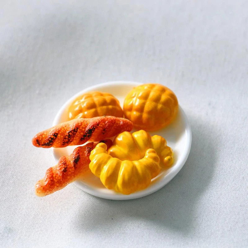 

Hot！6Pcs/Set Miniature 1/12 Dollhouse Simulation Bread Dollhouse Miniature Food Breakfast Snack Dessert Kitchen Toys