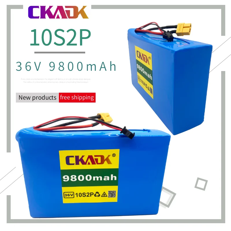 

CKADK 10S2P 36V 9.8Ah 450Watt 18650 Lithium ion battery pack ForScooter skateboard ebike electric bicycle 42V 37V 35E XT60 SM 2P