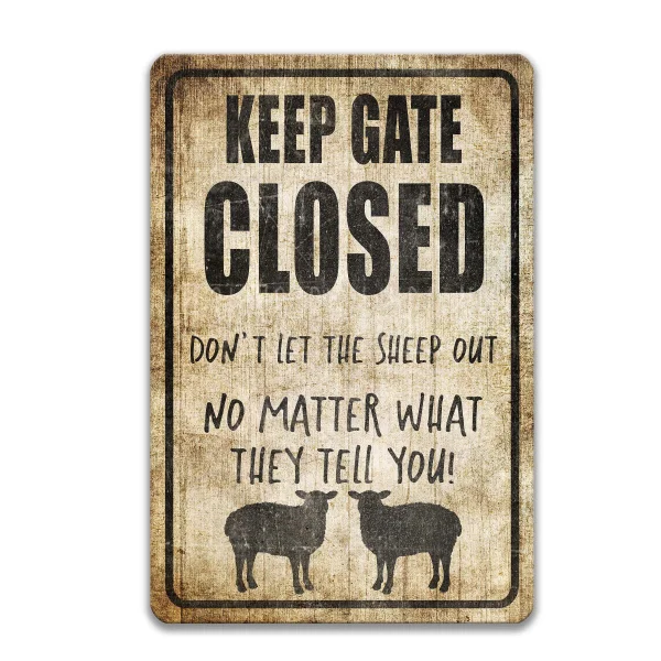 Забавный сохранять ворот закрытый овец знак Предупреждение