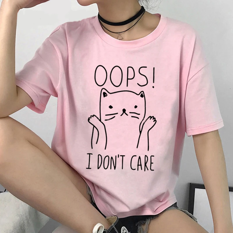 Harajuku Cat Graphic Kawaii Футболка женская Ullzang симпатичная Эстетическая футболка 90s