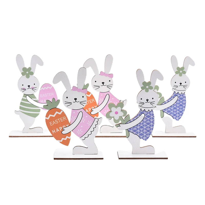 

Easter Rabbit Wooden Ornaments Happy Easter Decor For Home Decor Bunny Easter Eggs Party Pendants Easter Rabbit Decor Gift