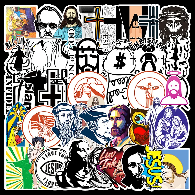 

10/50 шт. Иисус Христос молитва футболка с декором в виде игрушка чемодан на колёсиках ПВХ стикер мотоцикла и чемодан ноутбук благословение ст...