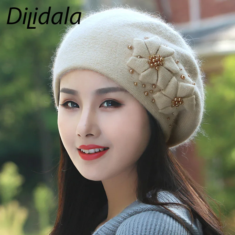 Dilidala берет женская вязаная шапка корейский стиль плюс бархат теплый подходит ко