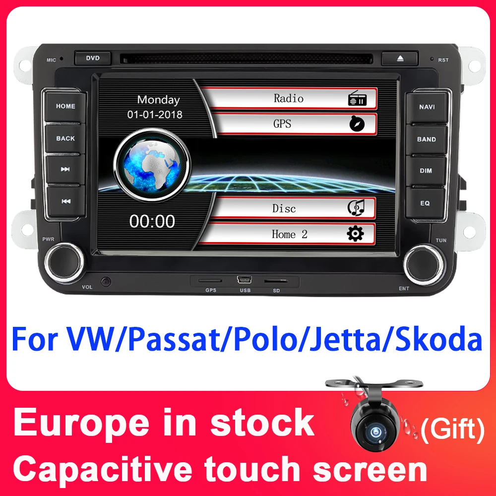 Eunavi 7 ''2 din мультимедийный плеер Автомобильный DVD gps навигатор для Фольксваген Гольф 6 поло Bora JETTA PASSAT B6 SKODA Радио RDS