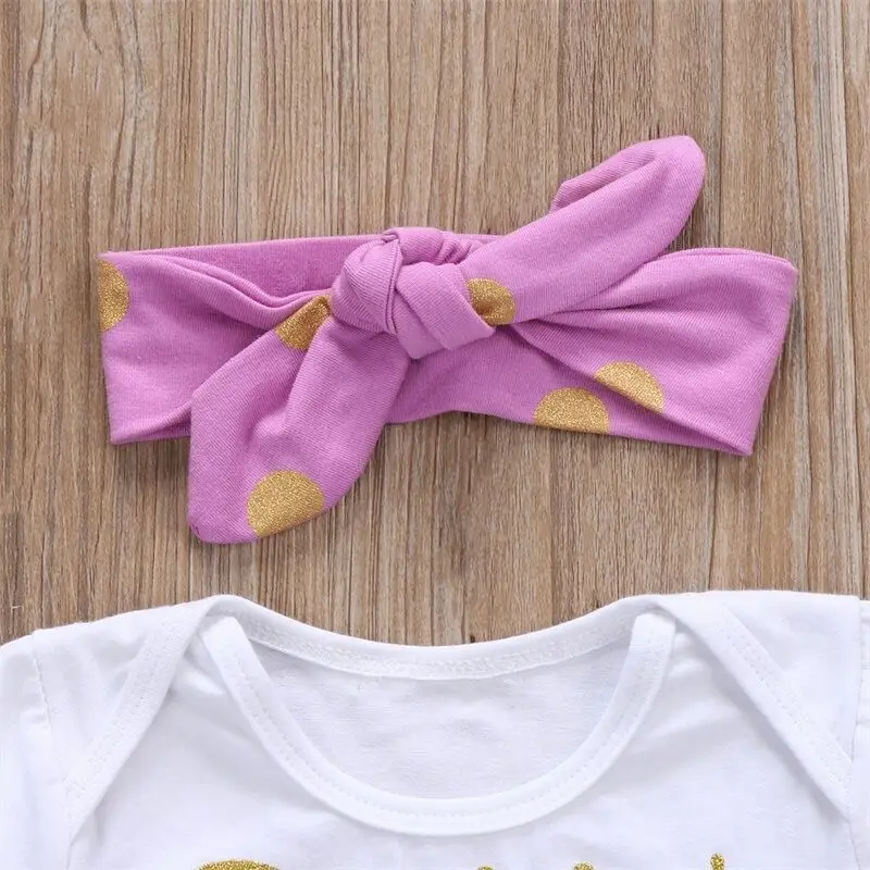 

Newborn 3PCS Infant Baby Girls Outfit Clothes Romper Jumpsuit Bodysuit+Pants Set