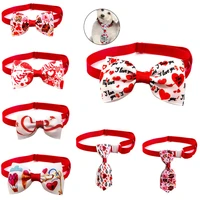 2021 dog cat print bow tie animal red bowtie collar pet adjustable neck tie dog necktie for party wedding pet supplies new