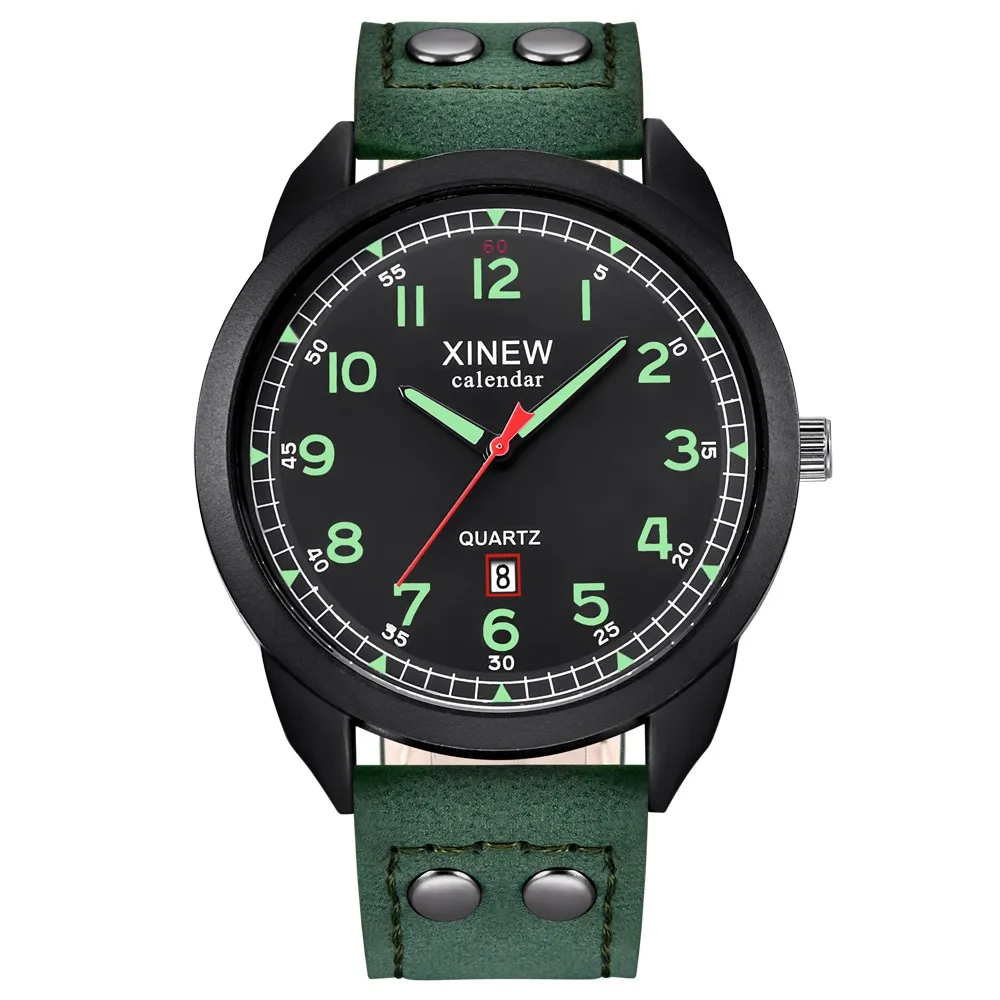 Часы мужские кварцевые с кожаным ремешком датой | Наручные часы