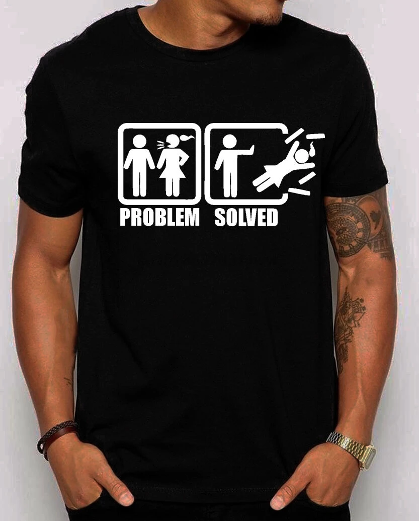 Problem Solved T shirt Funny Stick Figure single life divorce humor Joke |