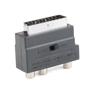 Адаптер SCART с AV-блоком на 3 RCA Phono Composite S-Video переключателем In/Out Scart адаптер SVHS для