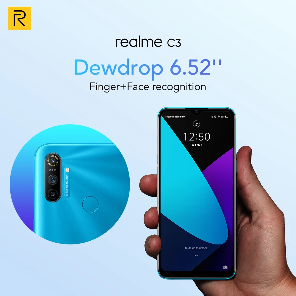 Realme C3 глобальная версия 3 Гб оперативной памяти 64 ГБ 5000 мАч Helio G70 процессор 12MP AI