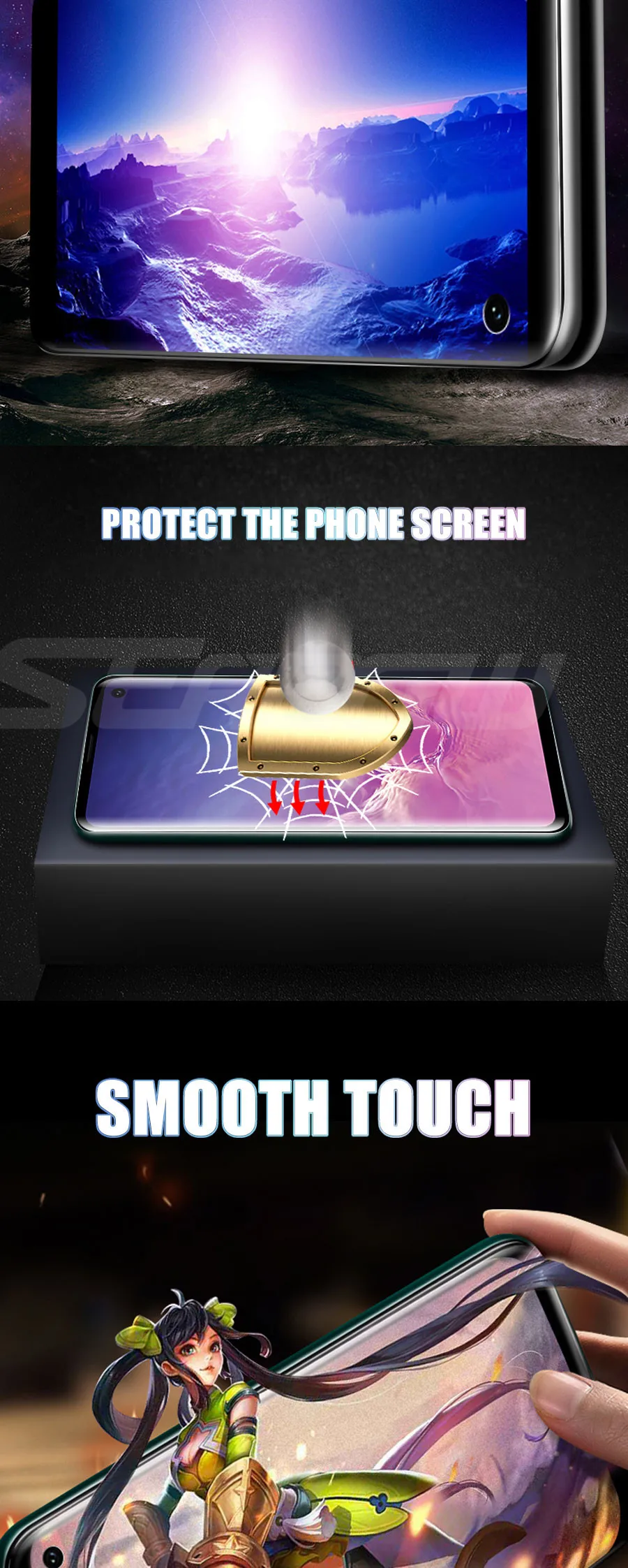 100D полное покрытие протектор экрана мягкая пленка на samsung Galaxy S10 S9 S8 Plus S10e S7 Edge A6 A8 защитная Пленка чехол