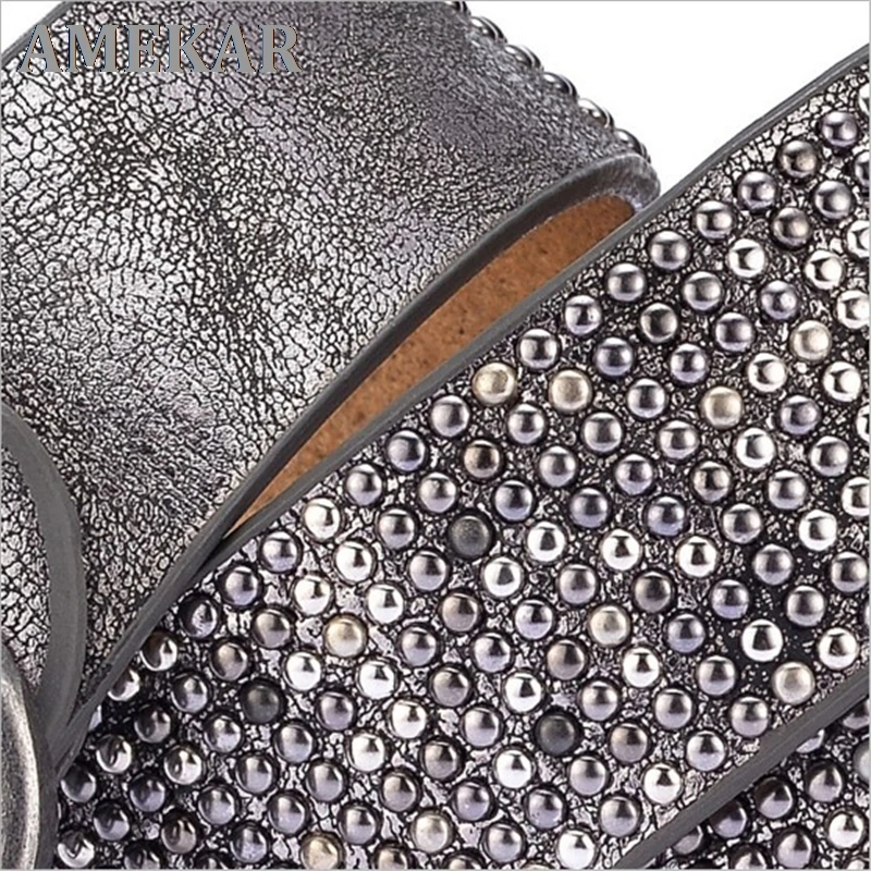 

SupSindy woman leather belt geometric rivet pin buckle PU belts for women European fashion top quality leather strap for jeans