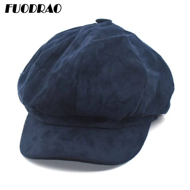 

Новинка, Женская однотонная осенне-зимняя повседневная шляпа от FUODRAO, художника, кепки газетчика C9