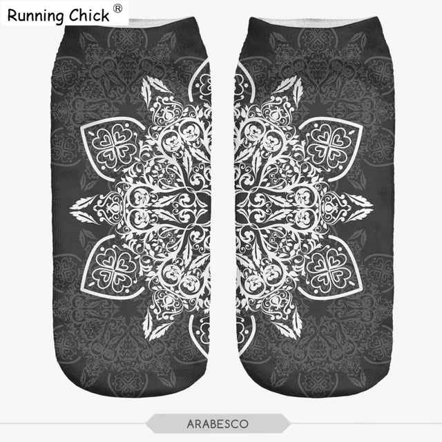 Носки женские Беговые до щиколотки с цветочным 3d принтом 2018 | Женская одежда