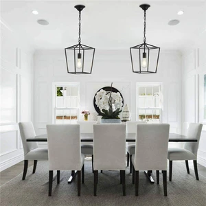 Pendant Lights LED Vintage Loft Lantern Hanging Lamps Height Adjustable Iron Lighting Fixtures for Restaurant Kitchen Bar Lights