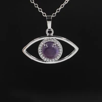 qimoshi eye pendant necklace exquisite girl lady natural oval quartz crystal healing chakra jewelry