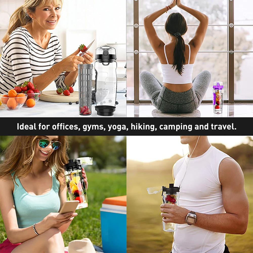 Спортивная бутылка для воды 1000 мл заварки фруктов сока герметичная портативная