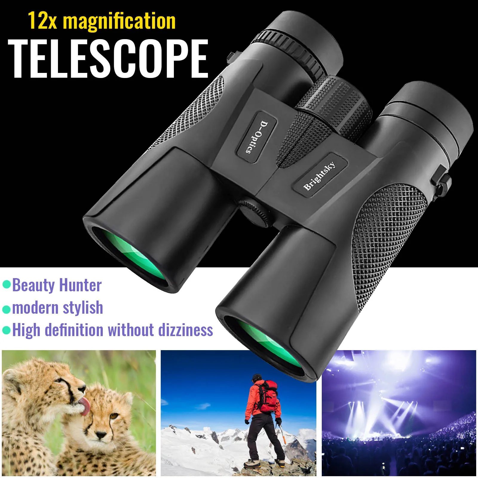 

Binoculars 12 Times HD 12x42 Telescope Fixed Zoom Portable Gifts For Children Single Hand Operation Binoculars With Wrist Strap
