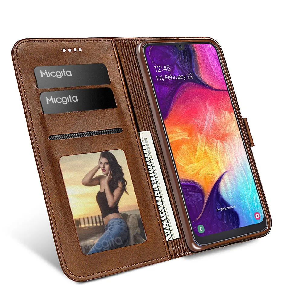 Ретро Кожаный чехол для samsung Galaxy A50 A30 A10 A20E A40 A60 A70 фоторамка флип-бумажник чехол для samsung A20S A30S A50S A10S