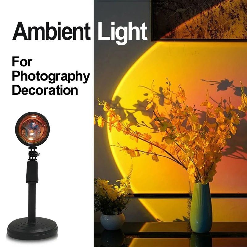 

Romantic Lamp Sunset Sunrise Colorful Ambient Light Adjustable Projector LED Night Light For Photographic Coffee Wall Decoration