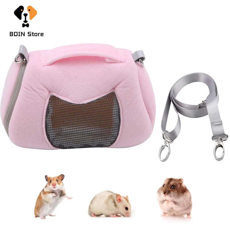 Hamster Carrier Bag Portable Single Shoulder Rabbits Travel Bags Small Pet Outdoor Warm Home For Mouse Hedgehog  Cage Nest