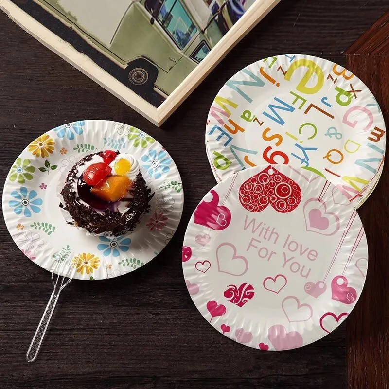 Одноразовая тарелка посуда бумажная для фруктов торты пирожных вечерние