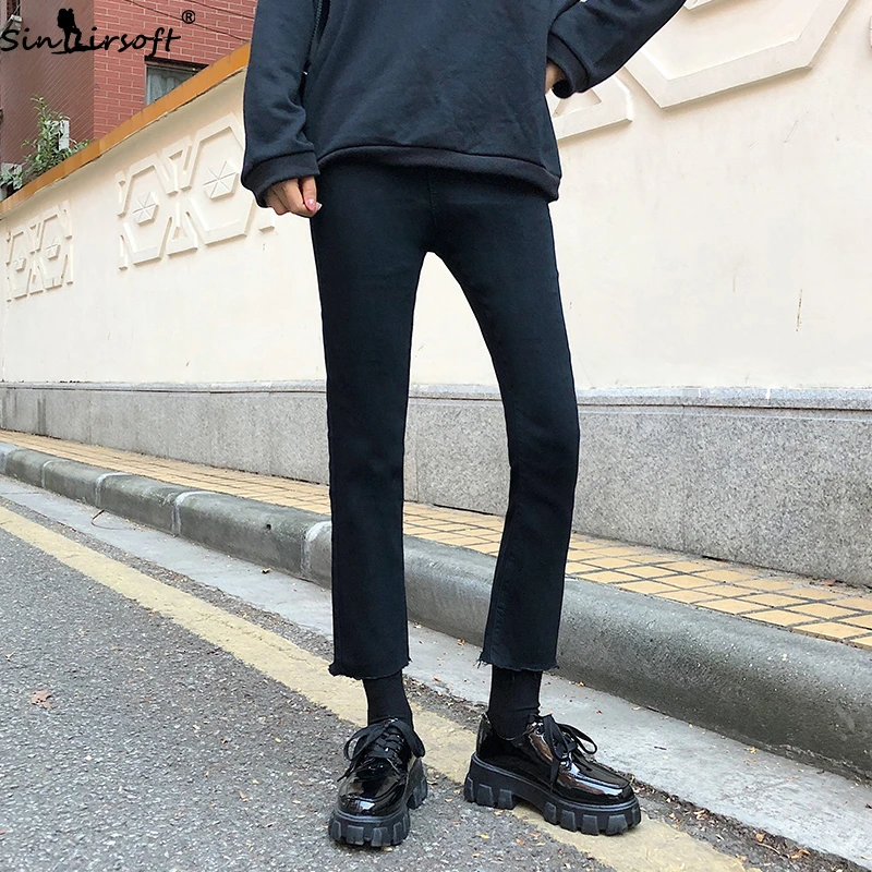 Всесезонные новые хлопковые мягкие и бархатные узкие джинсы с высокой талией