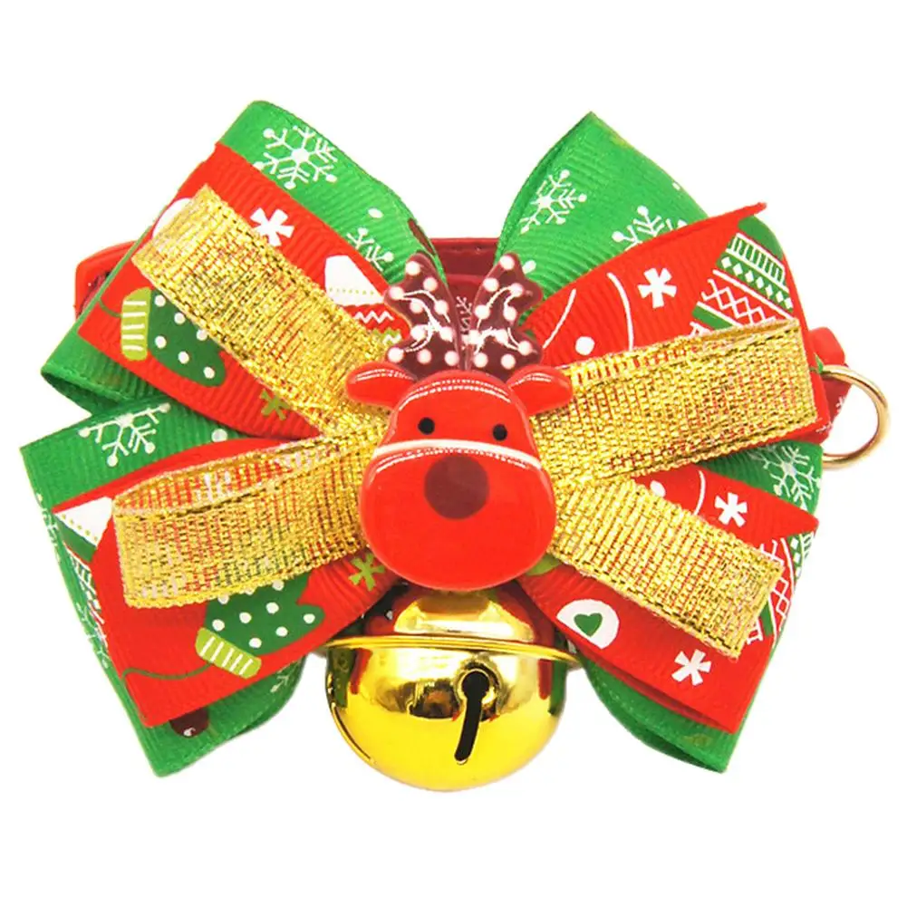 Новогодняя серия бант для питомца ошейник колокольчики галстук бабочка кота
