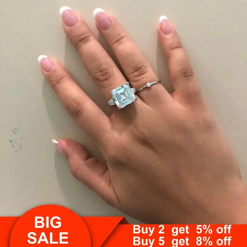 2020 леди обручальное кольцо 925 стерлингового серебра огранка Ашер 6ct AAAAA cz