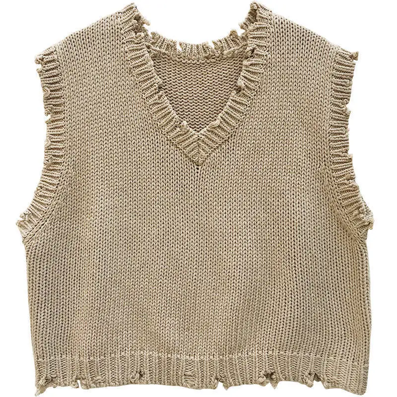 

2021 Japanese V-neck sweater vest vest loose lazy style sleeveless sweater coat women's top