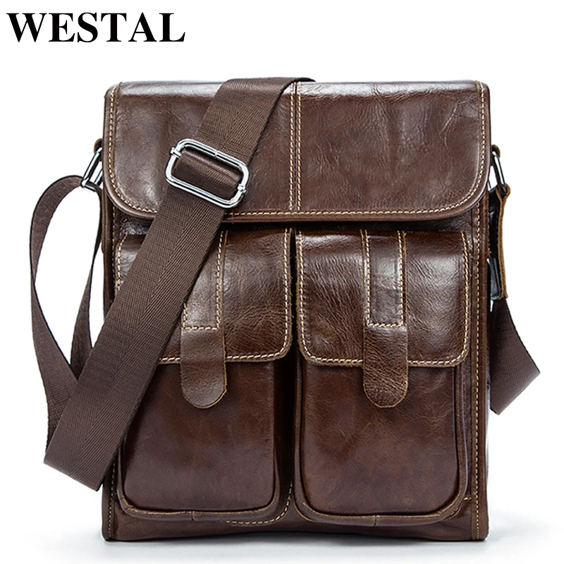 WESTAL сумка Для мужчин кожа Crossbody сумки для Винтаж мужской натуральная человек