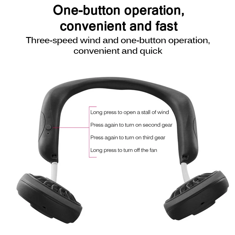 Новый портативный USB-вентилятор с регулировкой на 360 ° свободные руки шейный