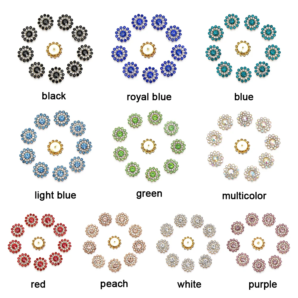10 шт. Стразы для рукоделия пуговицы с плоским основанием Подсолнух хрустальные
