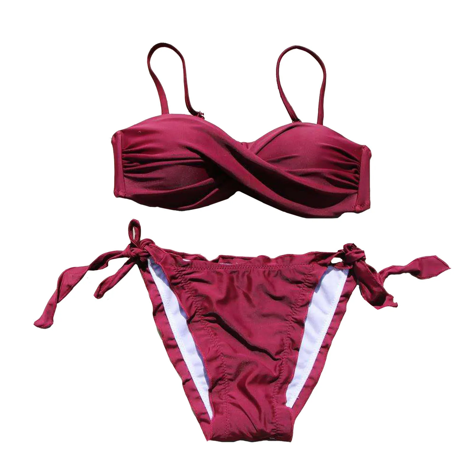 

New Hot Two Pieces Lady Sexy Push Up Bikinis Swimwear Women Bandage Bathing Suit Swimsuit Low Waist Halter Bikini