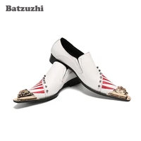batzuzhi british style mens shoes fashion genuine leather dress shoes men pointed metal tip oxfords business party footwear
